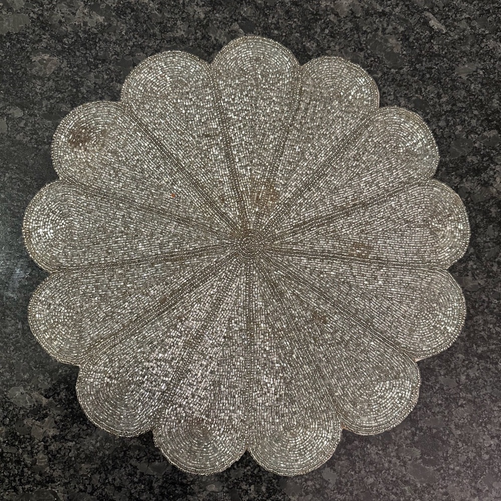 New Silver beaded placemats set of 4